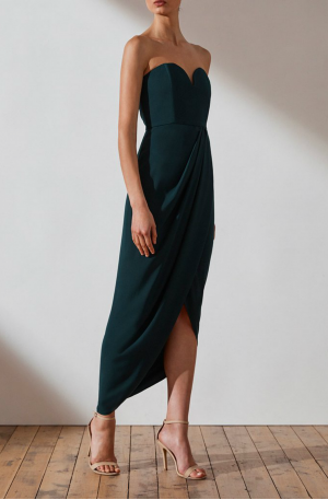 U Bustier Draped Dress – Seaweed